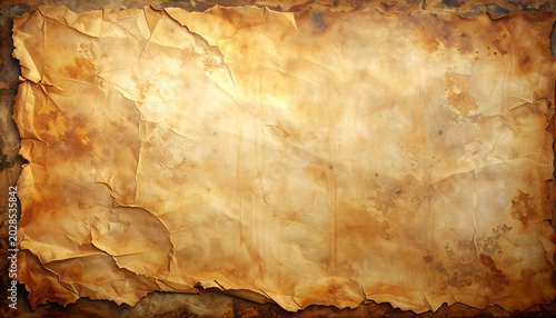Aged parchment texture background with torn edges for graphic design