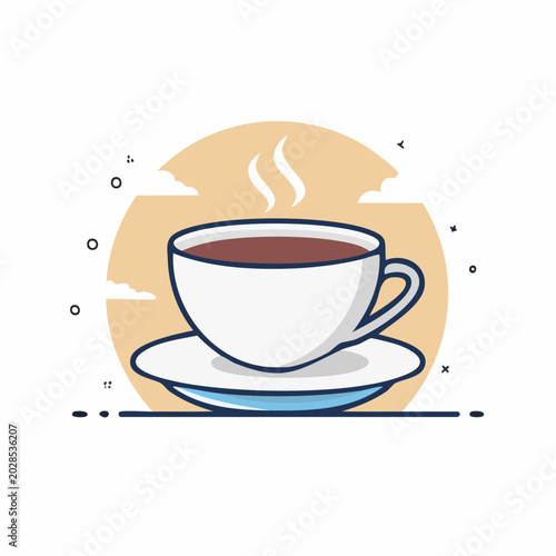 Steaming Cup of Coffee on Saucer