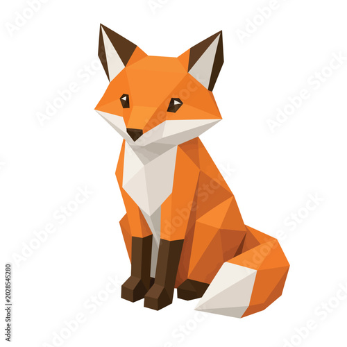 Low Poly Fox Sitting Down.
