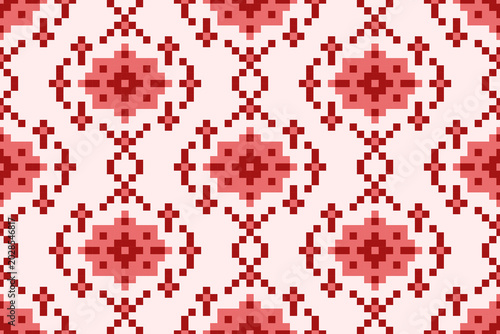Seamless red pixel pattern illustration