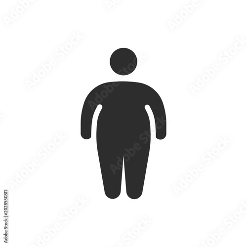 Photos Overweight icon. Fat Man. Black and white symbol