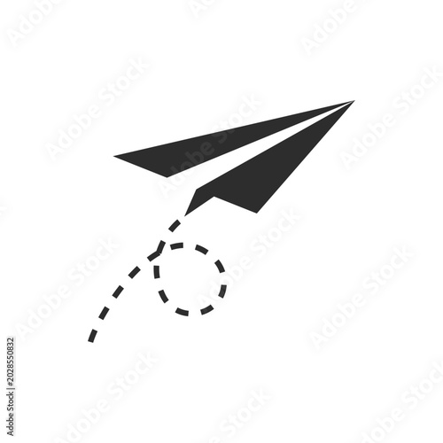 Bild auf Leinwand Sending a paper plane icon. Black and white symbol