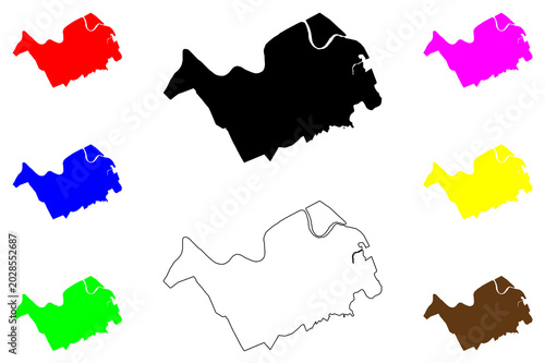 Long Xuyen city (Socialist Republic of Viet Nam, Vietnam, SRV) map vector illustration, scribble sketch Long Xuyen map