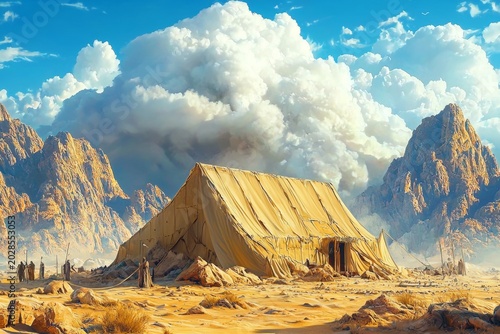 God's presence represented by a cloud over the Tabernacle.