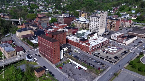 Downtown Fairmont West Virginia Aerial View of Historic Buildings and Streets