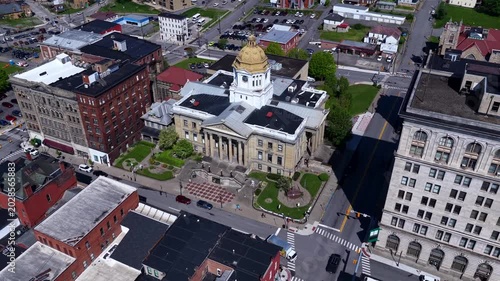 Downtown Fairmont West Virginia Aerial View of Historic Buildings and Streets
