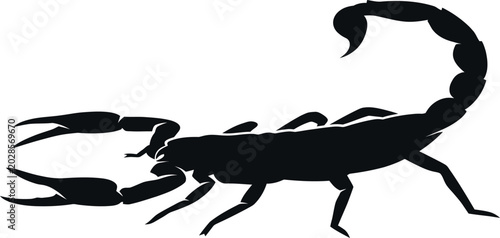 Quadro su tela Scorpion graphic displays a dangerous predatory arachnid rendered in a sharp black silhouette style
