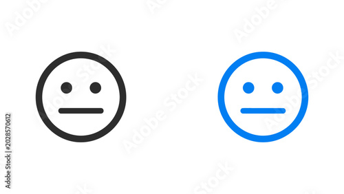 Foto Neutral face icons expressing indifference or boredom on a white background in b