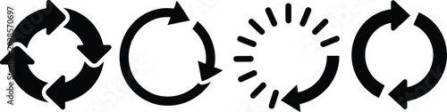 Obraz na plátně Circle arrow vector silhouette icons collection refresh rotation reload repeat c