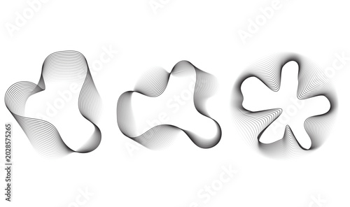 Принти на полотні Set of 3D White Abstract Organic Shapes, Soft Inflated Geometric Blob Flower Ele