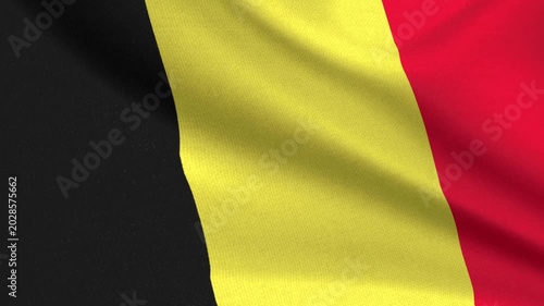 Seamless 3D video of the Belgium flag fluttering in the wind looping