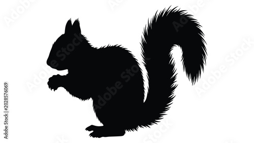 Photography Squirrel silhouette shows a small rodent standing in profile with a large bushy tail visible