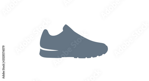 Modern running shoe silhouette, athletic footwear icon, isolated on white background.