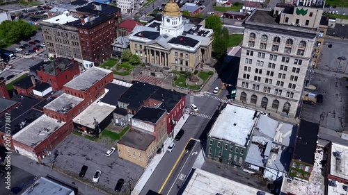 Downtown Fairmont West Virginia Aerial View of Historic Buildings and Streets