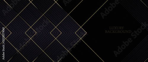 3D purple black luxury abstract background on dark space with golden arrows effect decoration. Modern graphic design element lines style concept for web banner