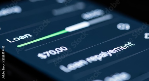 Close-up of a digital financial statement showing a $70,000 loan repayment on a modern screen