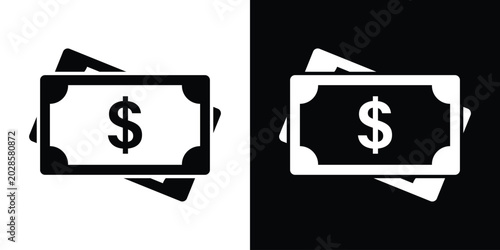 Obraz na płótnie Two dollar bills cash icon