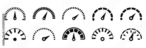 Принти на полотні Dashboard speedometer vector icon set tachometer performance indicator car speed