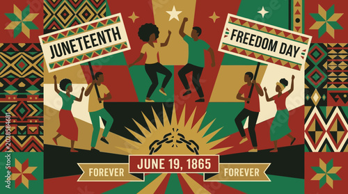 Quadro em tela People Celebrating Juneteenth Freedom Day.