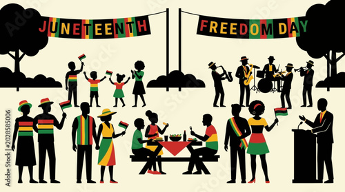Konstfotografi People Celebrating Freedom Day Together.