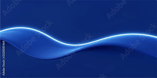 Canvastavla Abstract futuristic background with a bright glowing neon line on a smooth dark