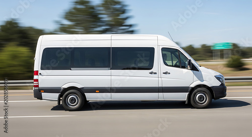 White passenger van side view on transparent background high quality professional detailed