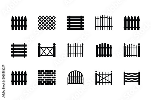 Φωτογραφία Fence vector icon set simple silhouette illustration collection of fence symbols