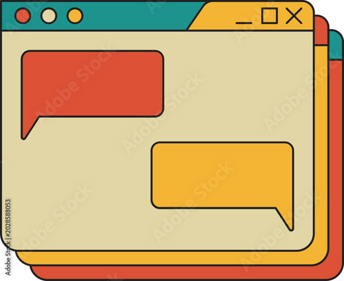 Retro Chat UI Illustration