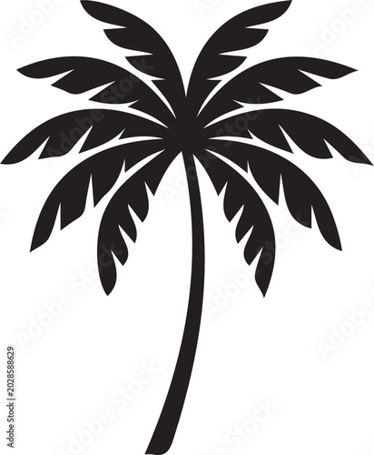 Black silhouette of a palm tree on a white background