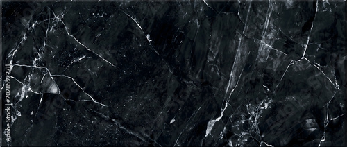 Tablou pe pânză Marble background shows a beautiful black stone surface with clean natural white