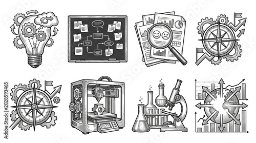 Collection of Scientific and Industrial Icons and Symbols.