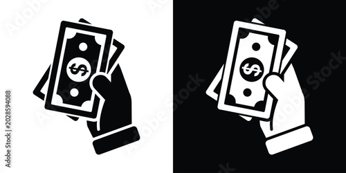 Fotografía Businessman hand holding a fan of dollar bills cash money icon