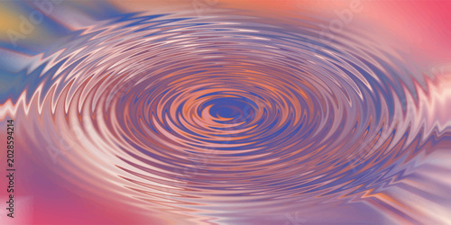 Schilderij op canvas Single water drop falling towards a vibrant red and blue water splash