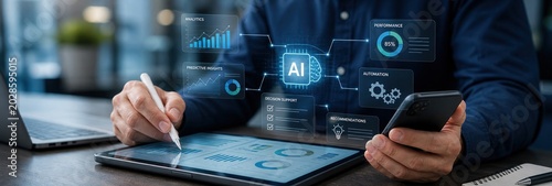Engaging ai innovations business environment digital interaction office space professional perspective
