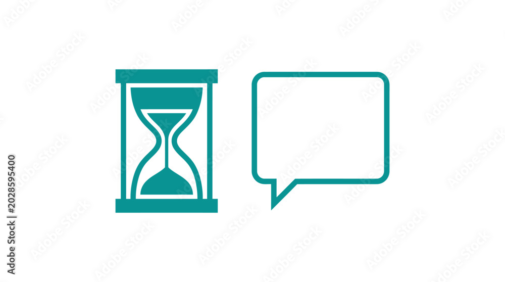 Fototapeta premium Hourglass and Speech Bubble Vector Icons Representing Communication Time and Pending Messages