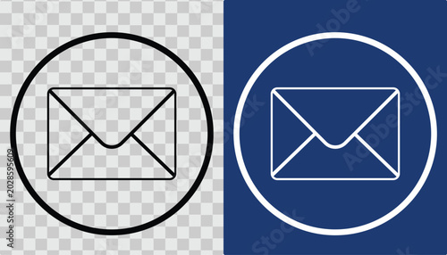 Schilderij op canvas Email icon set with black and white variations on transparent background