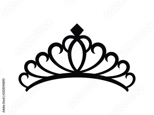 Foto Princess tiara crown vector line art icon royal diadem symbol elegant queen head