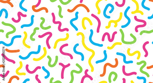 Colorful retro wavy lines seamless pattern on white background
