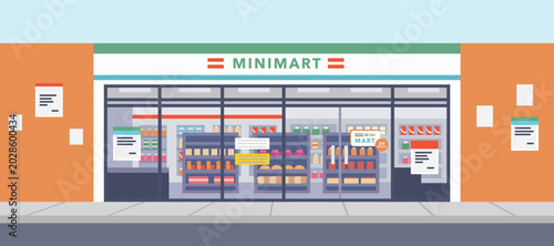 Fotografie Minimart Storefront in the city Illustration