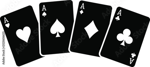 Bild auf Leinwand Ace playing cards collection isolated casino gambling poker game illustration