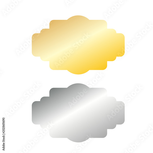 Gold and Silver Luxury Badge Label Set with Glossy Gradient Effect Isolated on Transparent Background