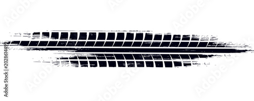 Tire trace track. Abstract wheels braking distances  tread silhouettes brushes. Isolated car or motorcycles vector trails. eps10 vector