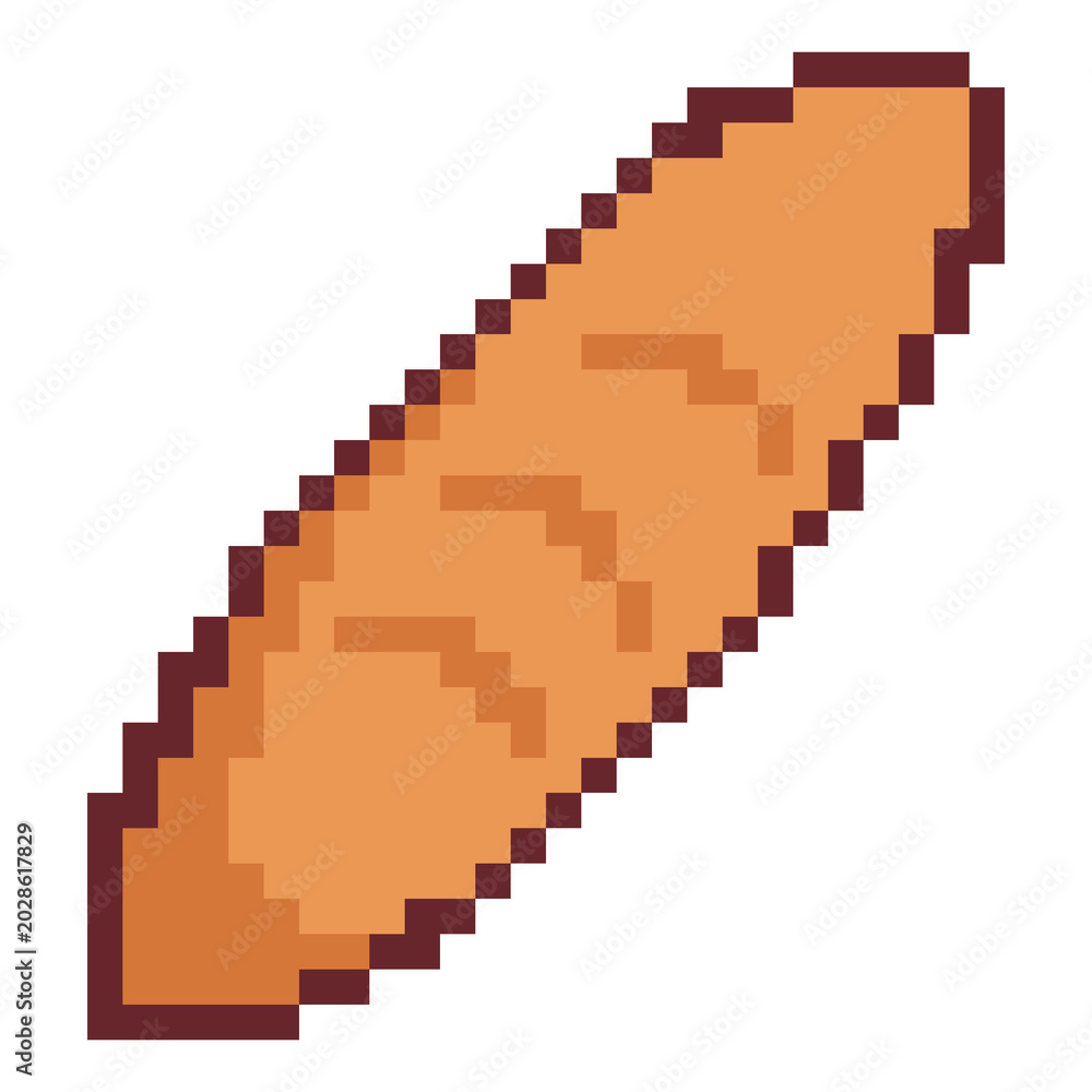Fototapeta premium pixel art baguette bread bakery icon game asset