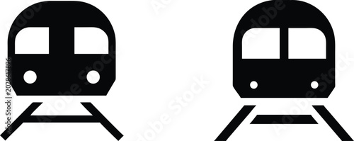 Foto Two train icons on transparent background, front view, locomotive, railway transport, public transit, engine, railcar, transportation concept