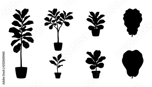 Potted Plant Silhouettes, Indoor Foliage Icons, Botanical Vector Elements, Home Decor Greenery Graphics