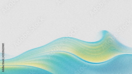 Tableau sur toile Abstract Watercolor Wave Illustration, Fluid Blue and Yellow Organic Shapes, Ser