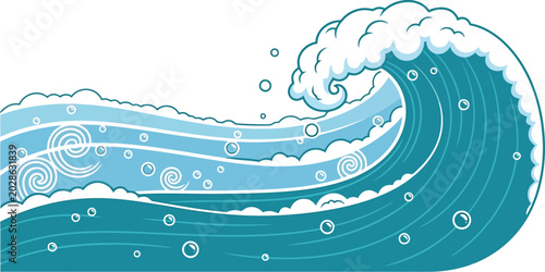Fényképezés Crashing ocean wave with detailed white foam and bubbles water splash sea wave b