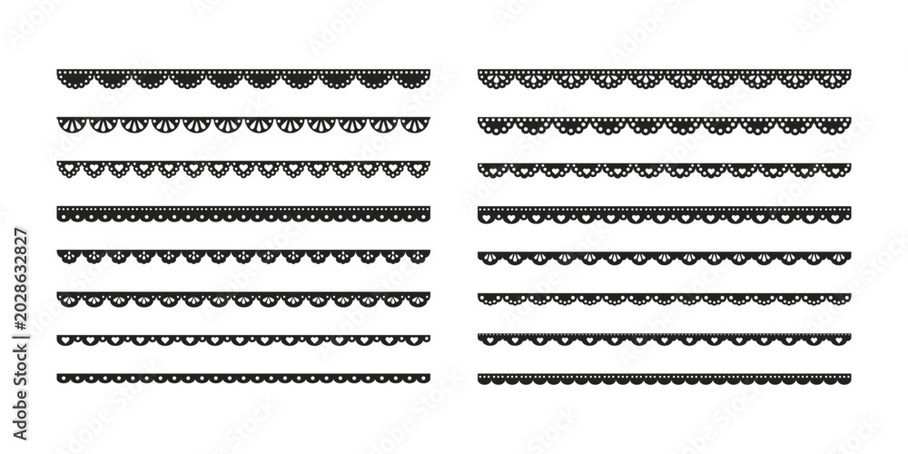 Εκτύπωση καμβά Black decorative lace and scalloped borders vector set