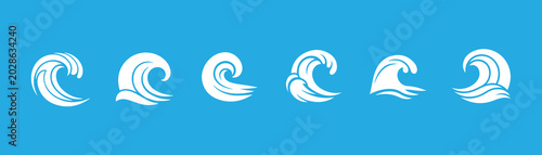 Photography Ocean Wave Icon Set Surf Water Marine Sea Logo Silhouette Vector Illustration Co