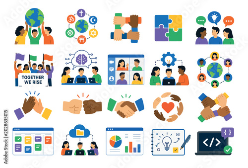 Bild auf Leinwand Diverse People Teamwork Collaboration.